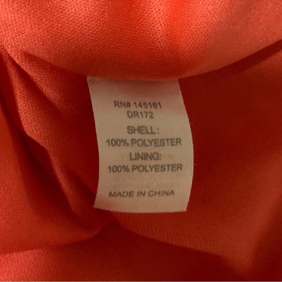 C Label Coral Chiffon Dress w/ Embroidered Detail at Hem | Size S | Summer - Picture 9 of 10